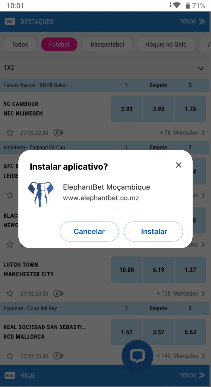 Como baixar um aplicativo móvel do site oficial do cassino online Elephant Bet para o seu telefone Android.