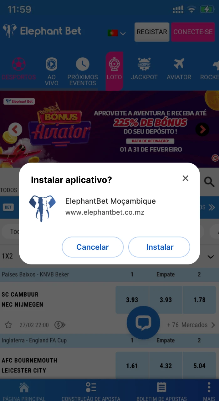 Como baixar o aplicativo de cassino online Elephant Bet em seu telefone iOS.