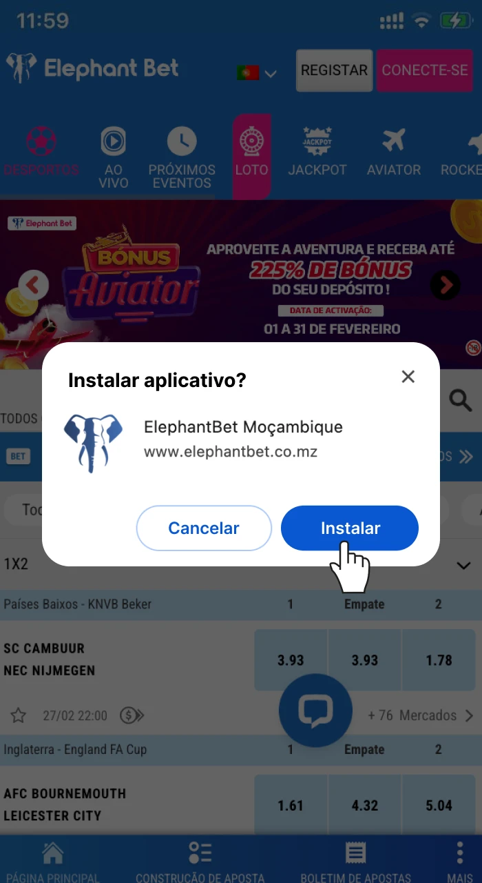 O que preciso fazer para instalar o aplicativo de cassino online Elephant Bet no meu telefone iOS.