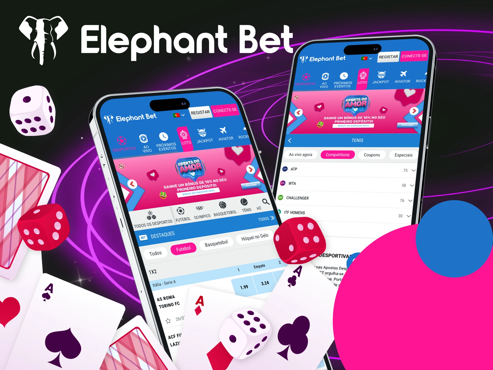 A app móvel Elephant Bet está disponível para transferência gratuita em telemóveis Android e iOS.