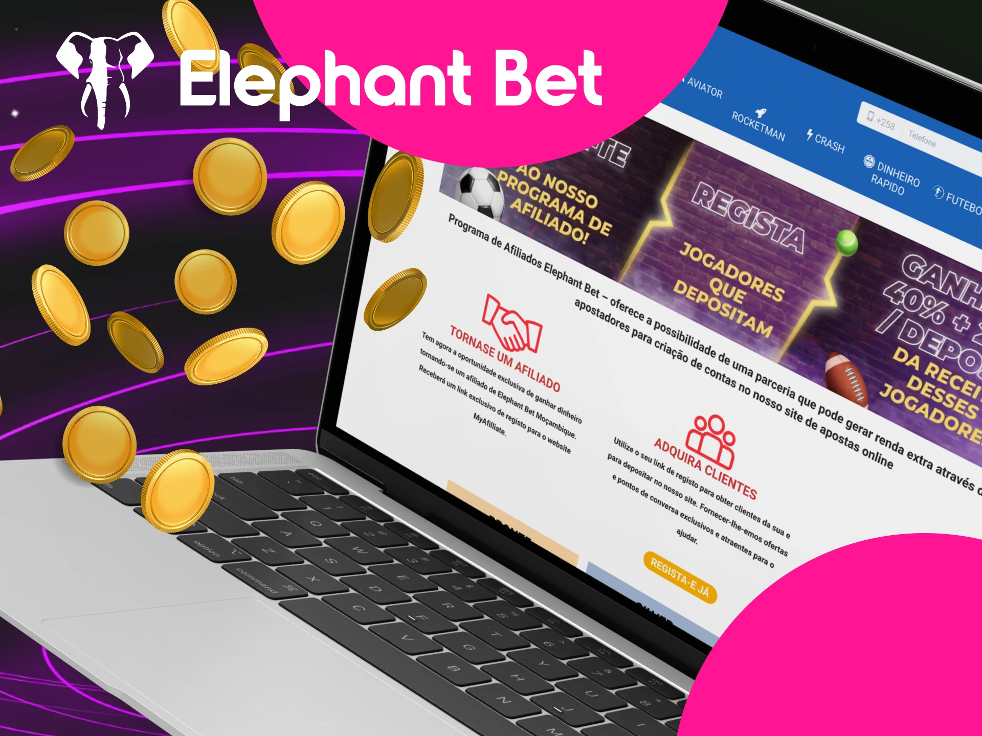 O que é o programa de afiliados do casino online Elephant Bet em Moçambique.