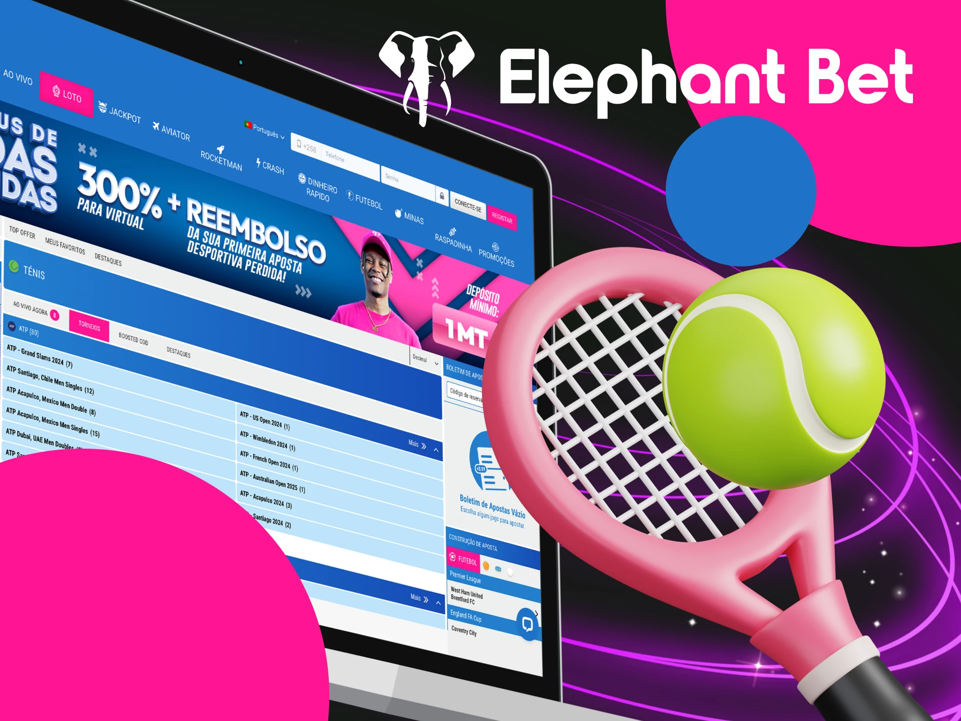 Posso apostar no tênis no cassino online Elephant Bet.