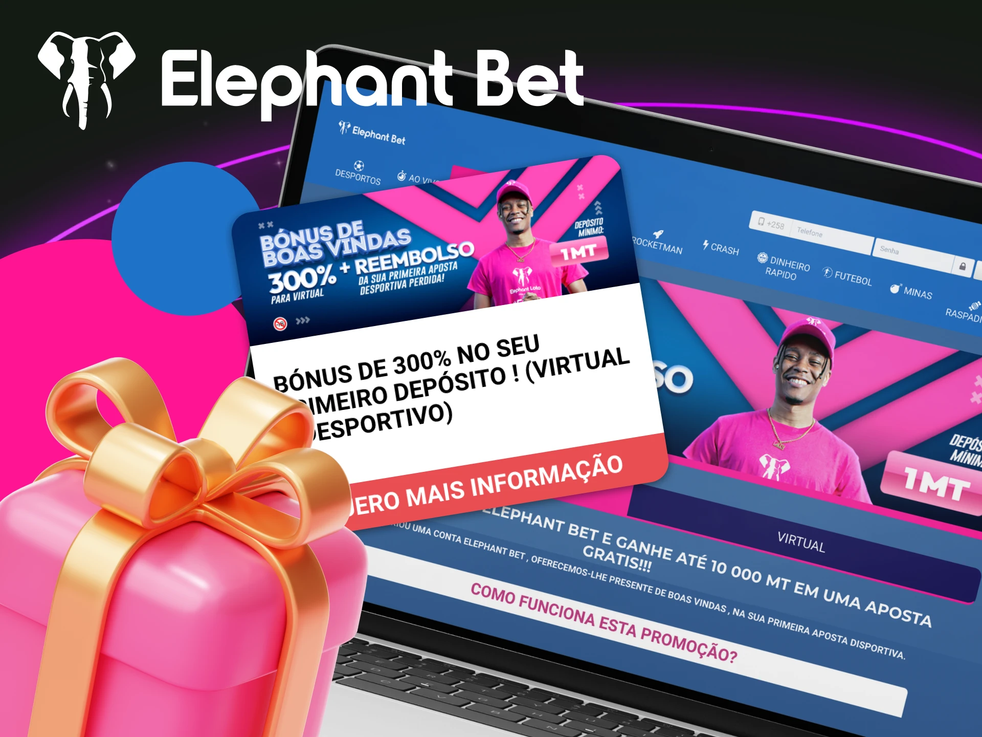 Qual e o bonus de primeiro deposito em jogos virtuais para novos usuarios no cassino online Elephant Bet.