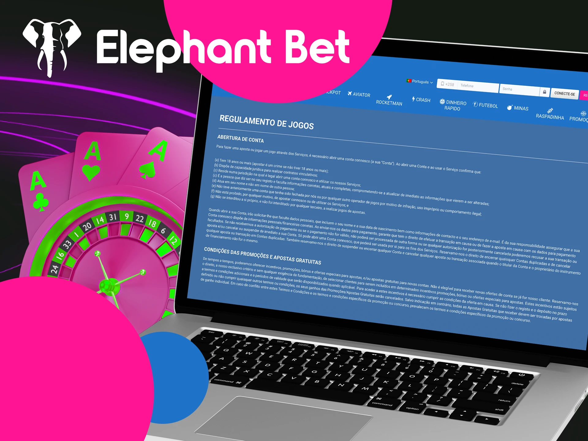 Quais sao os requisitos para criar uma nova conta no casino online Elephant Bet.