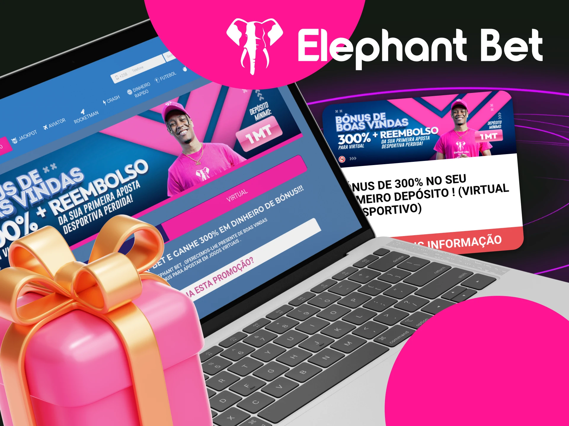 Elephant Bet oferece a utilização de um bónus especial de primeiro depósito em jogos virtuais.