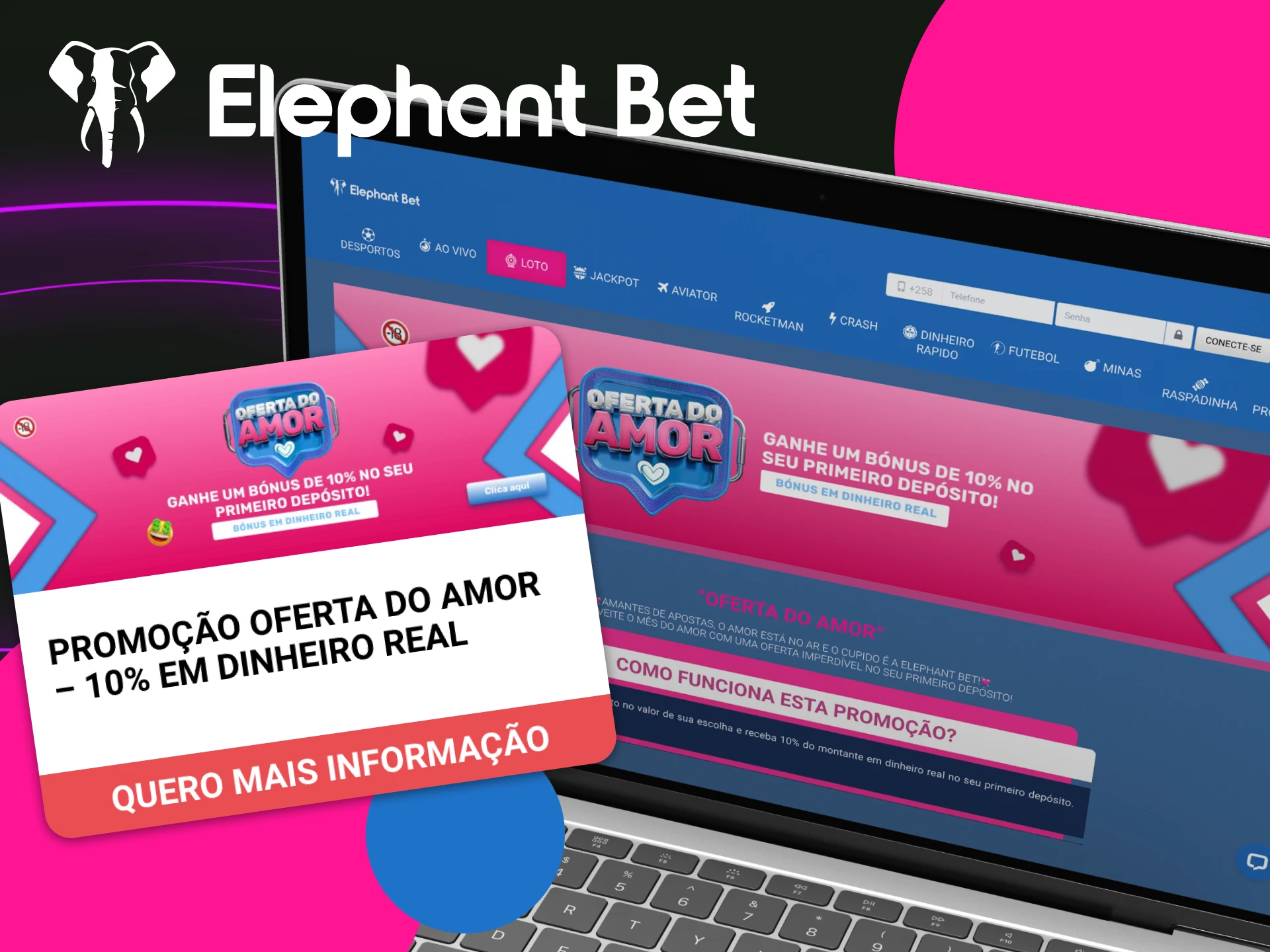 O que dá o bônus Oferta do Amor e como posso obtê-lo no cassino online Elephant Bet.