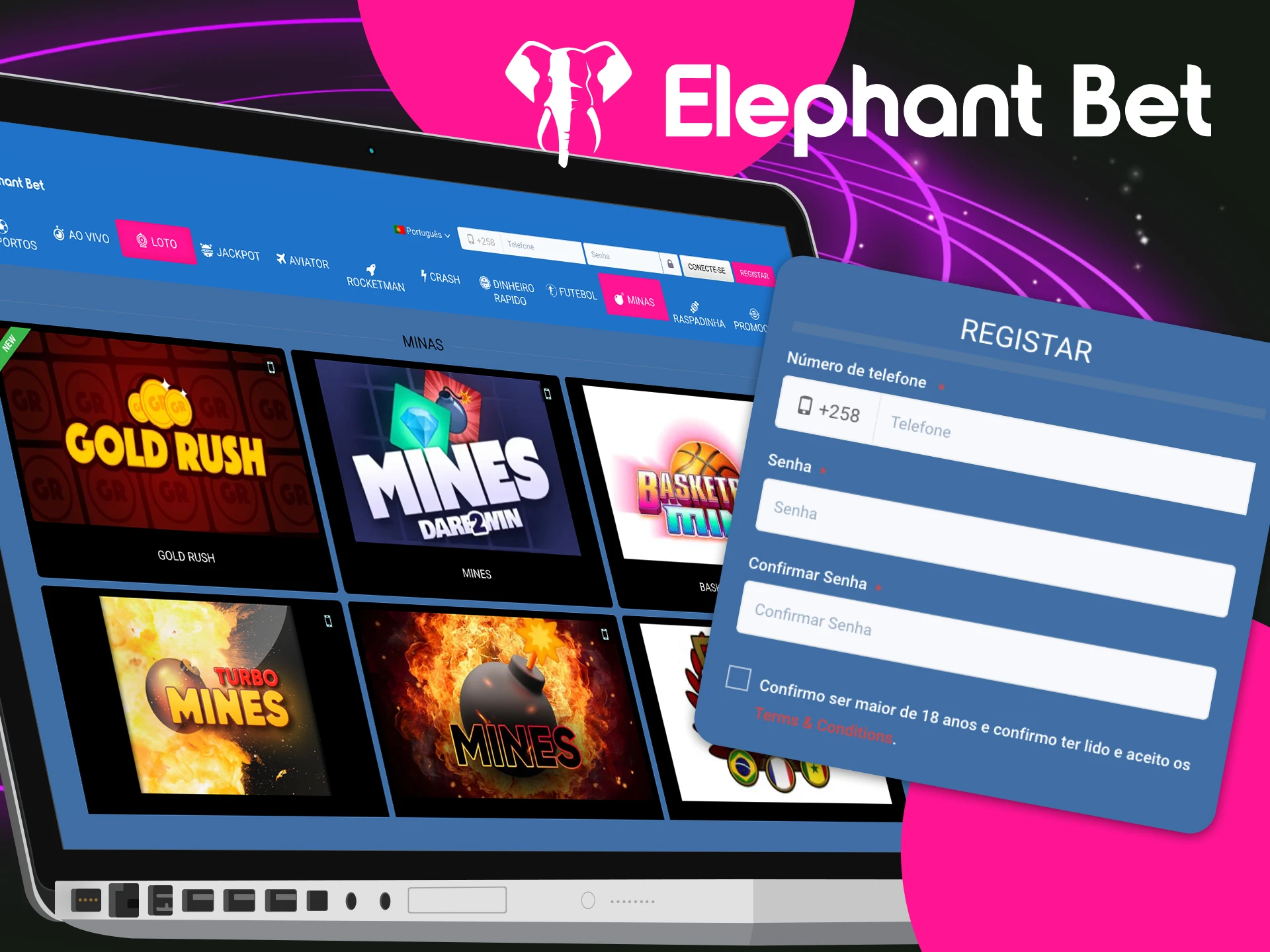 Instruções passo-a-passo para os jogadores sobre o que precisam de fazer para começar a jogar no casino online Elephant Bet.