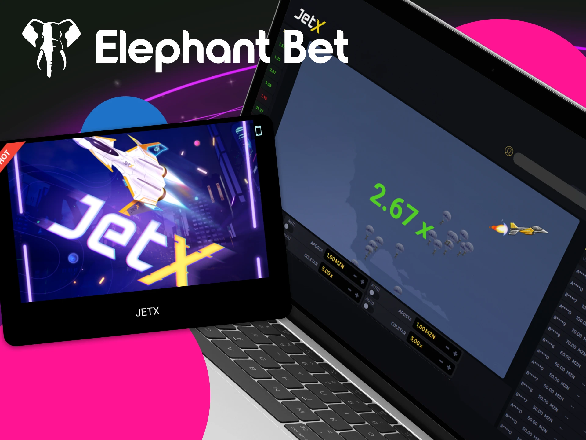 O site de casino Elephant Bet oferece a oportunidade de jogar JetX.