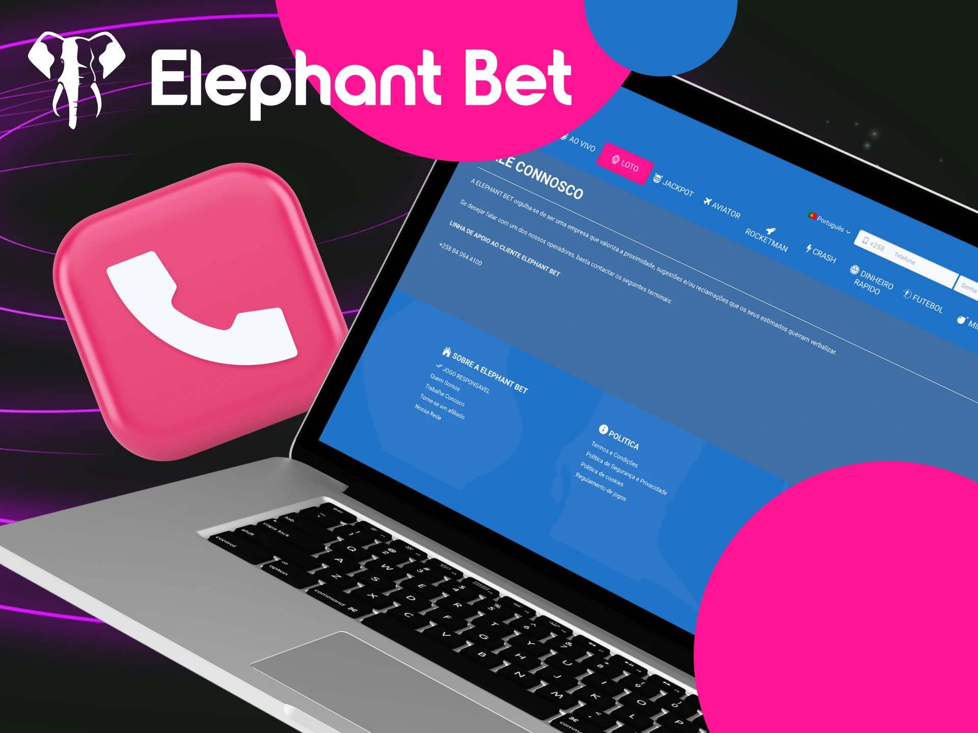 Formas de contactar a equipa de apoio do casino online Elephant Bet.