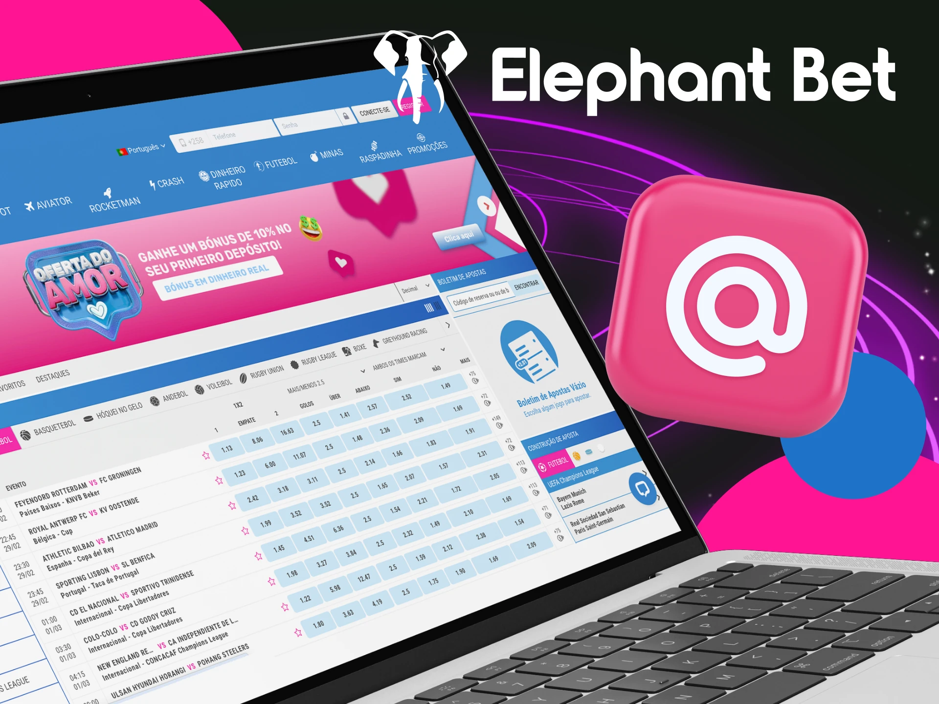 Qual é o endereço de e-mail da equipe de suporte do cassino online Elephant Bet.