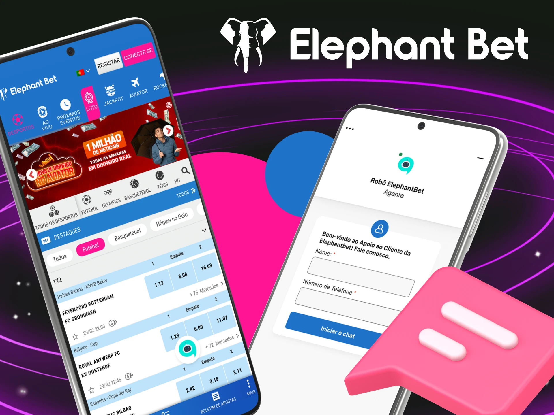 Existe um horário online com serviço de suporte no site do cassino online Elephant Bet.