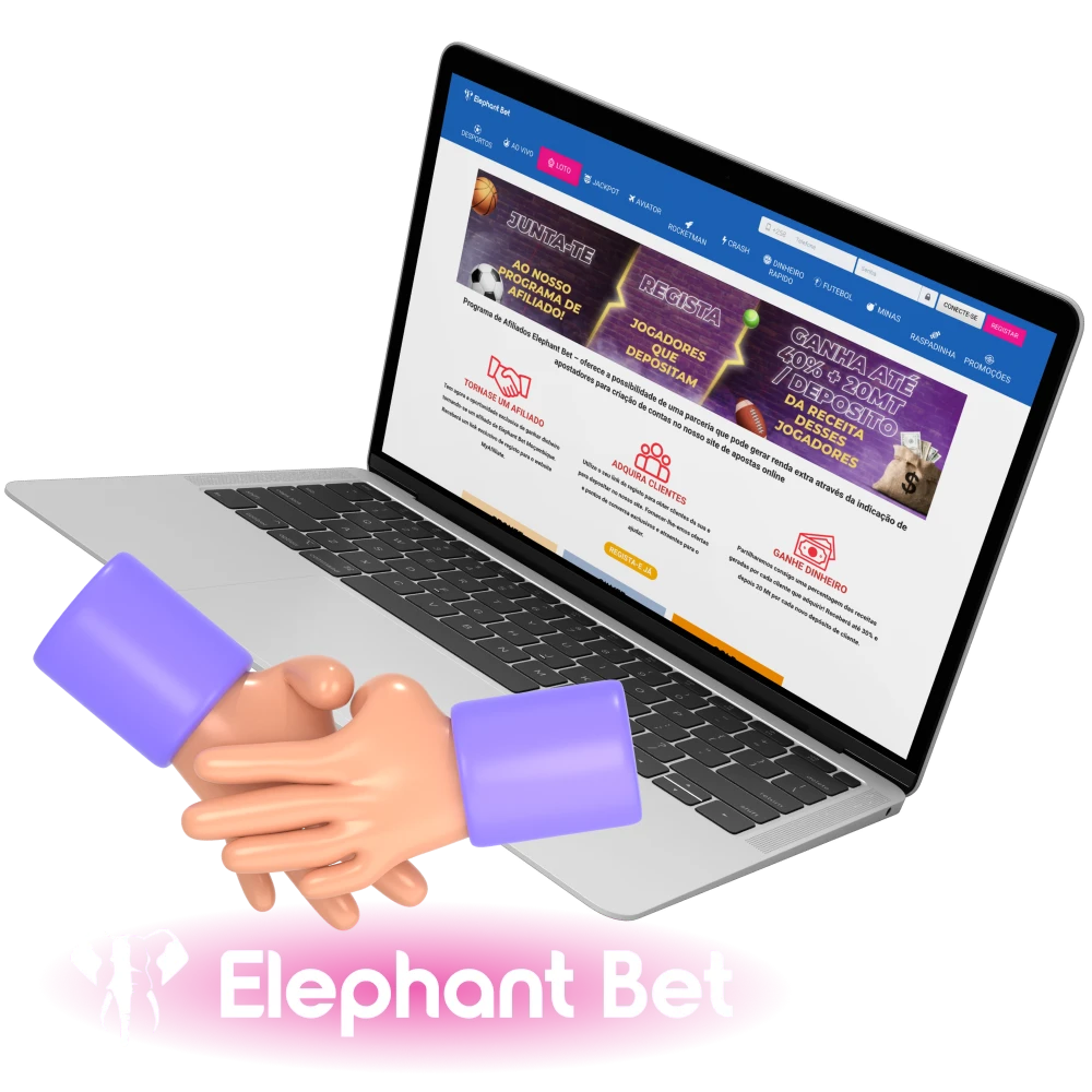 A Elephant Bet oferece um rendimento adicional quando se junta ao programa de afiliados.