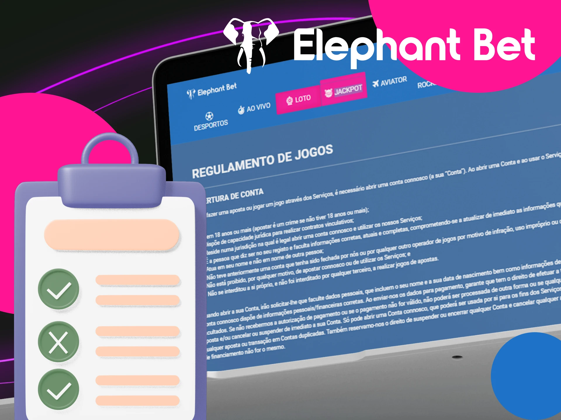 Termos e condições do jackpot do casino online Elephant Bet.