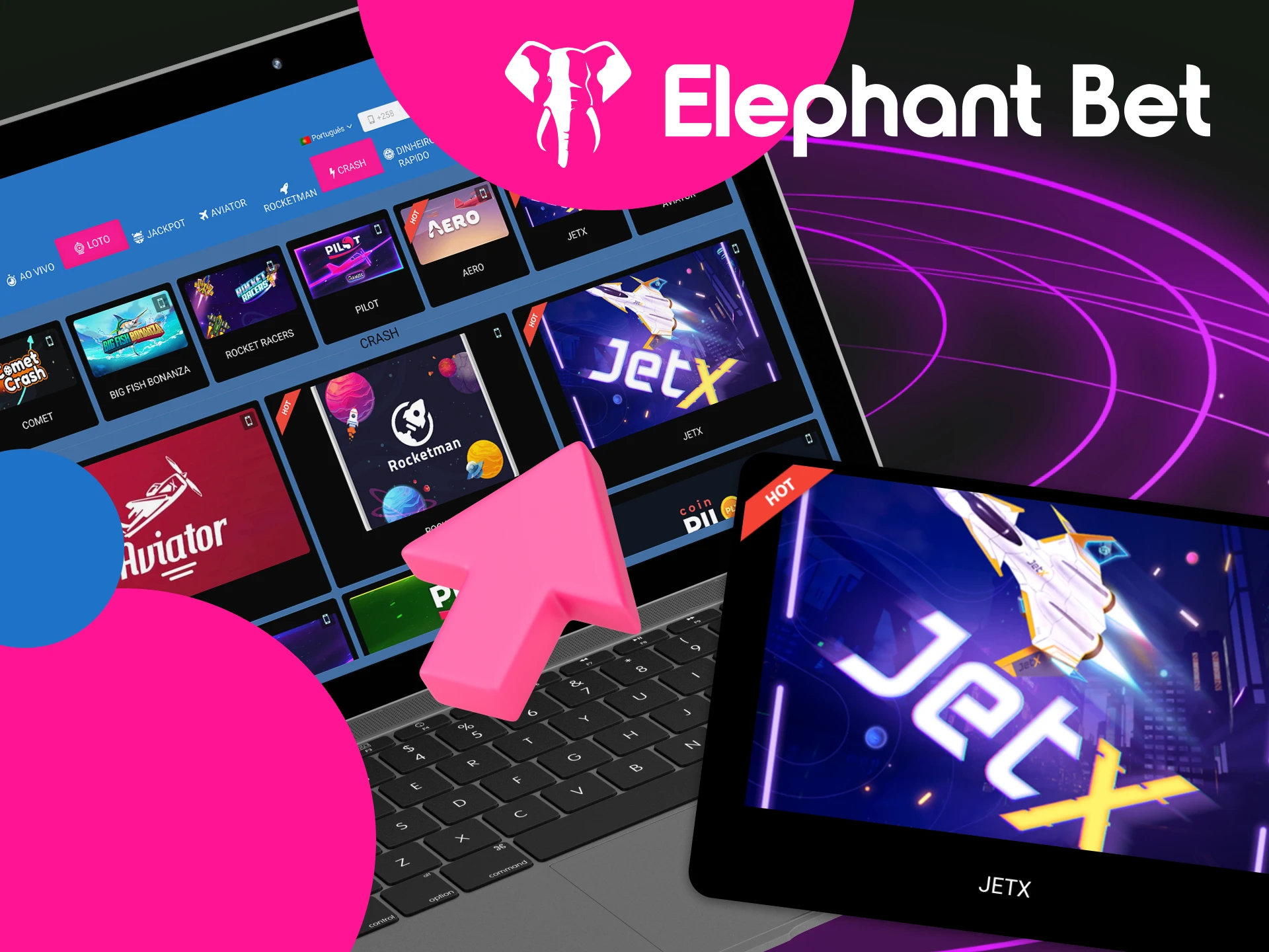 Como posso encontrar o jogo JetX no site do cassino online Elephant Bet.