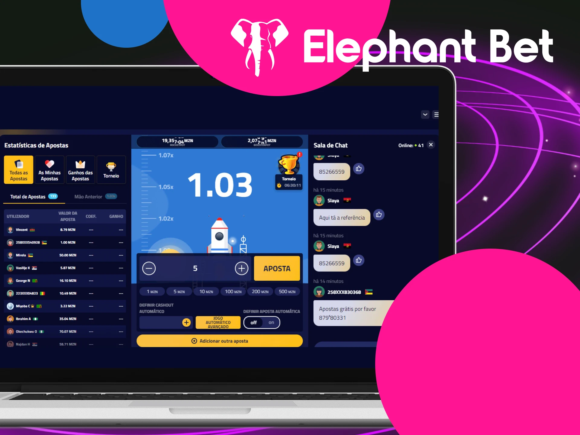 Qual e a aparencia da interface do jogo Rocketman no site do cassino online Elephant Bet.