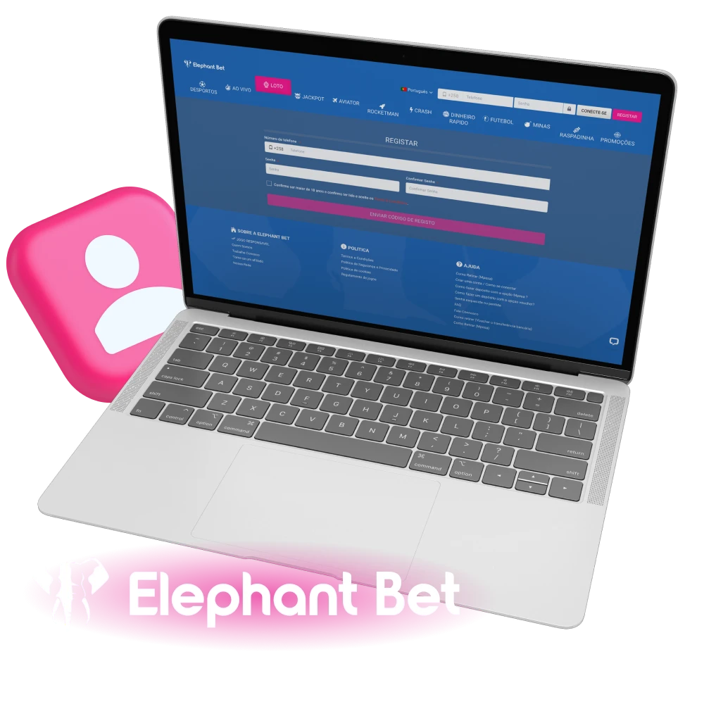 Registar uma conta pessoal em Moçambique no website da Elephant Bet.