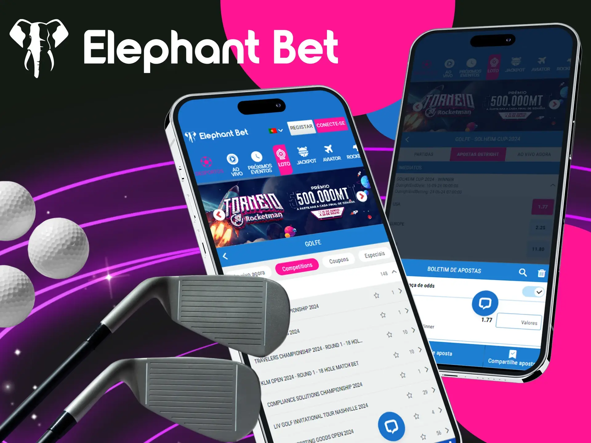 Posso apostar no golfe no casino online Elephant Bet.