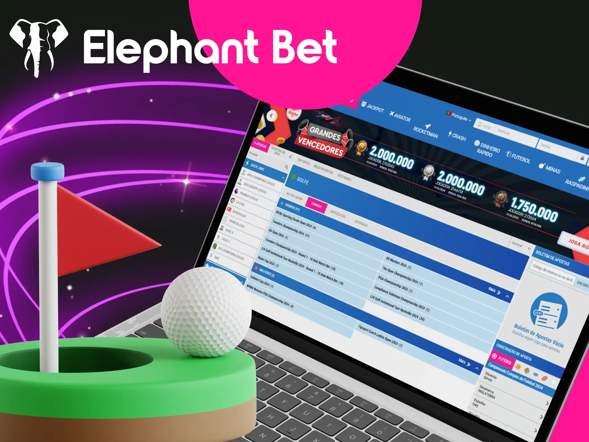 Quais torneios de golfe estao disponíveis para apostas no cassino online Elephant Bet.