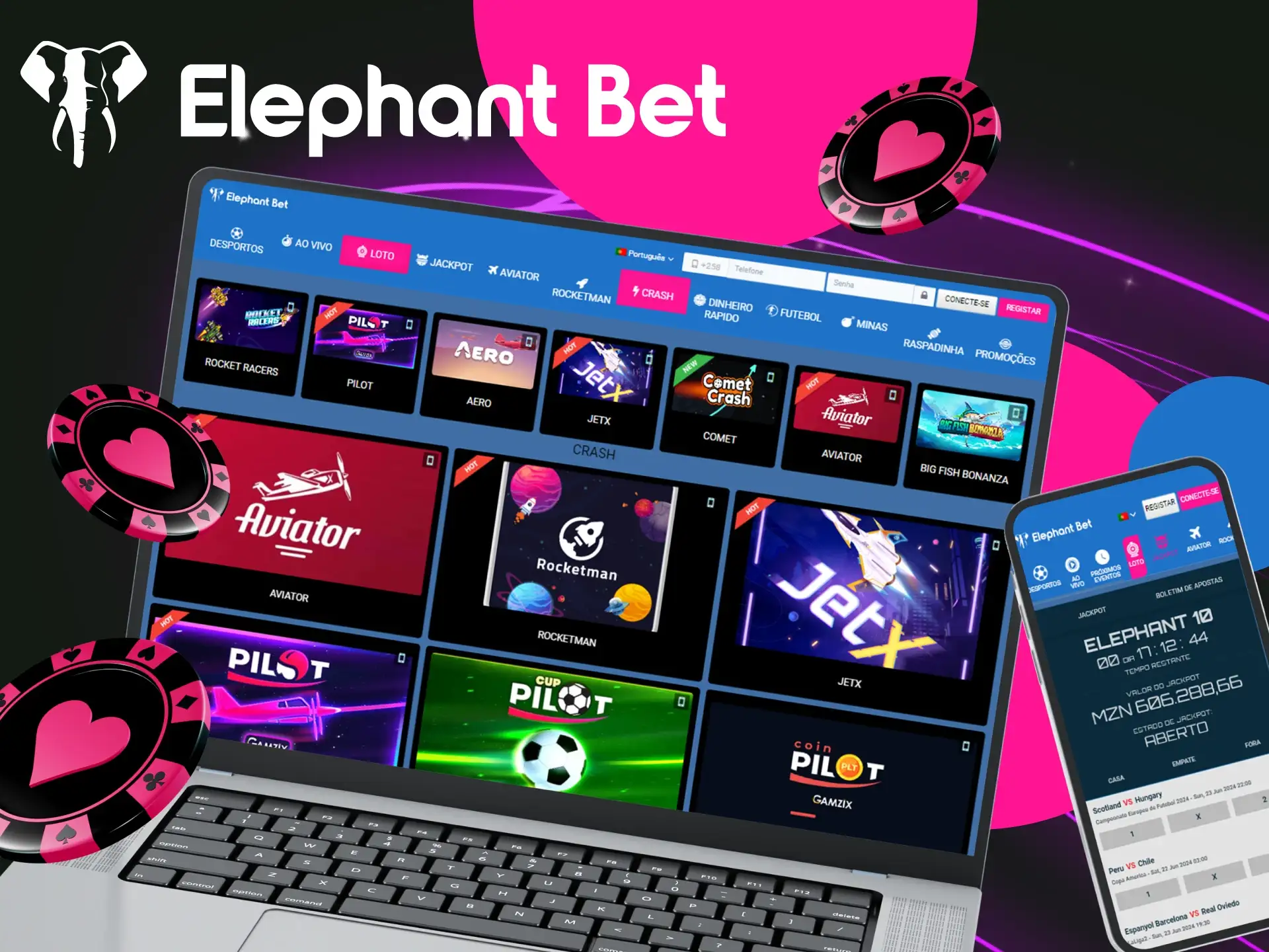 Que outros jogos existem no casino online Elephant Bet.