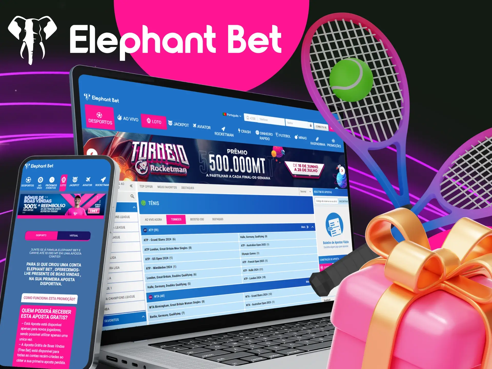 Como posso obter um bonus esportivo de tenis no cassino online Elephant Bet.