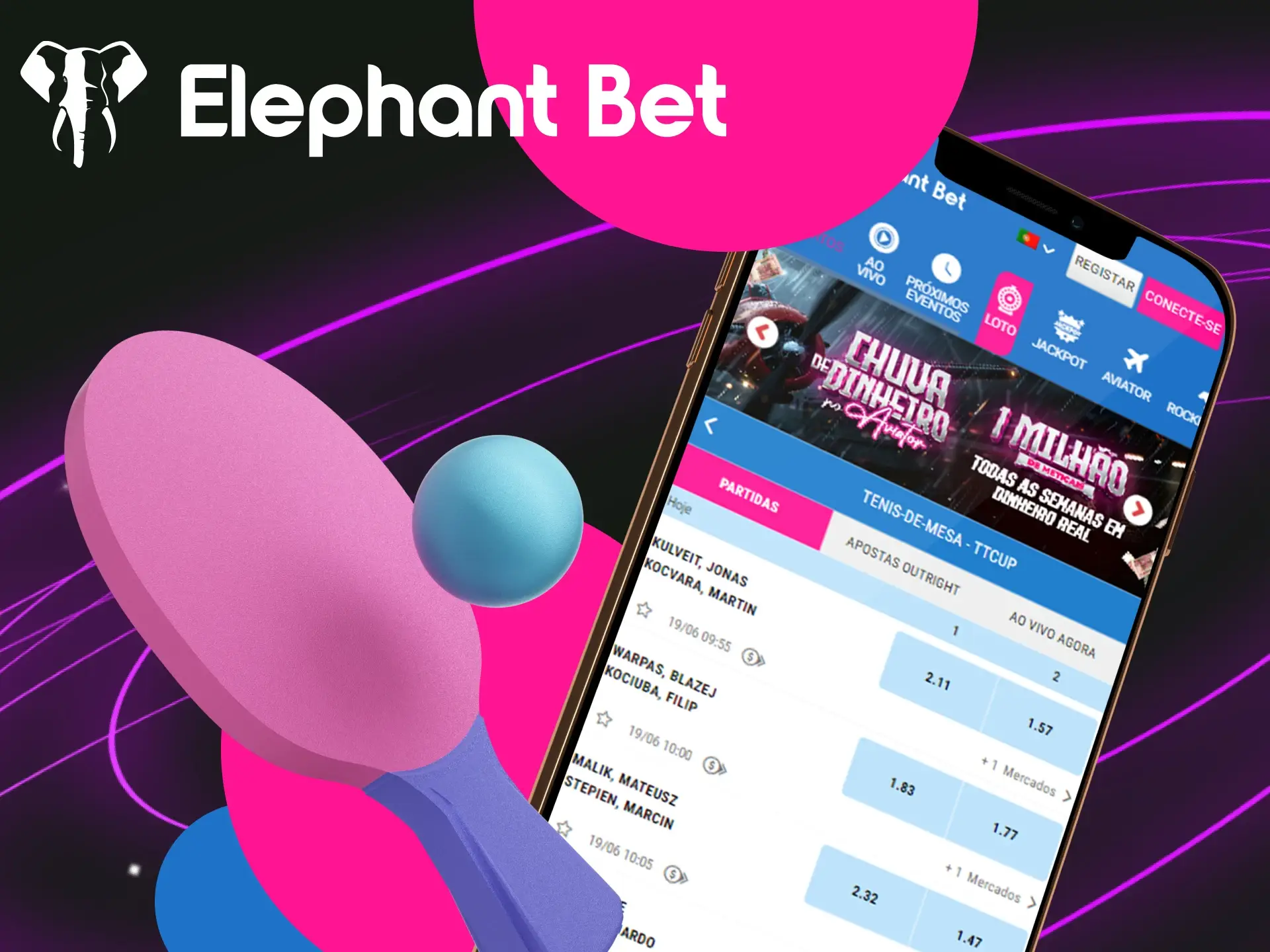 Quais sao as vantagens para os apostadores de tenis de mesa no cassino online Elephant Bet.