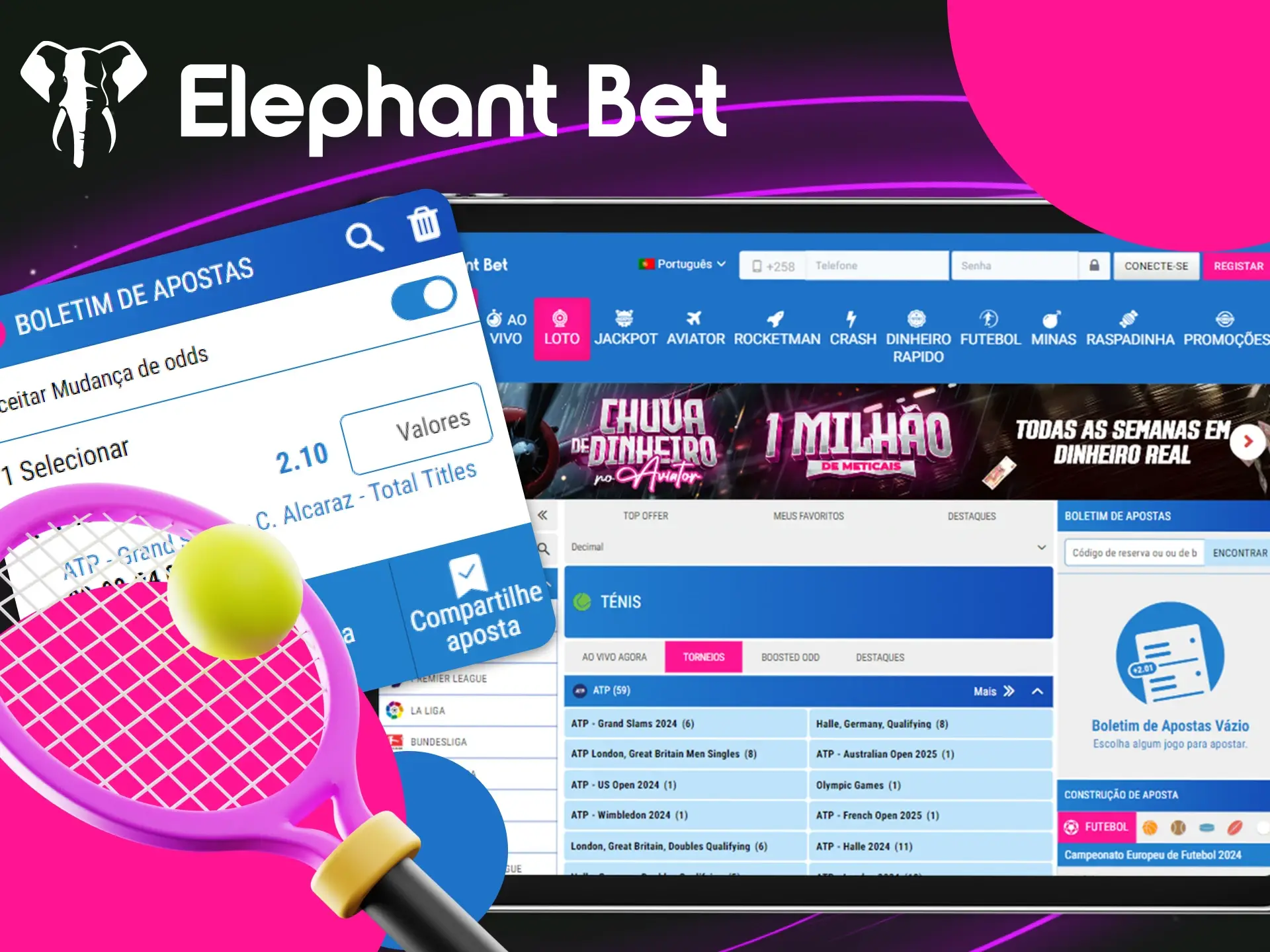 A melhor forma de apostar no tenis no cassino online Elephant Bet.