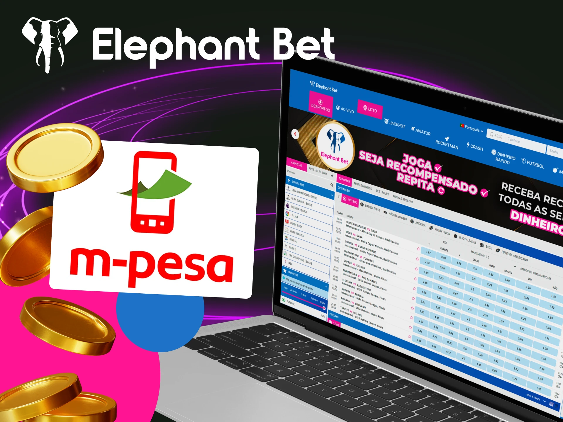 Siga estas etapas para depositar dinheiro no Elephant Bet usando Mpesa.