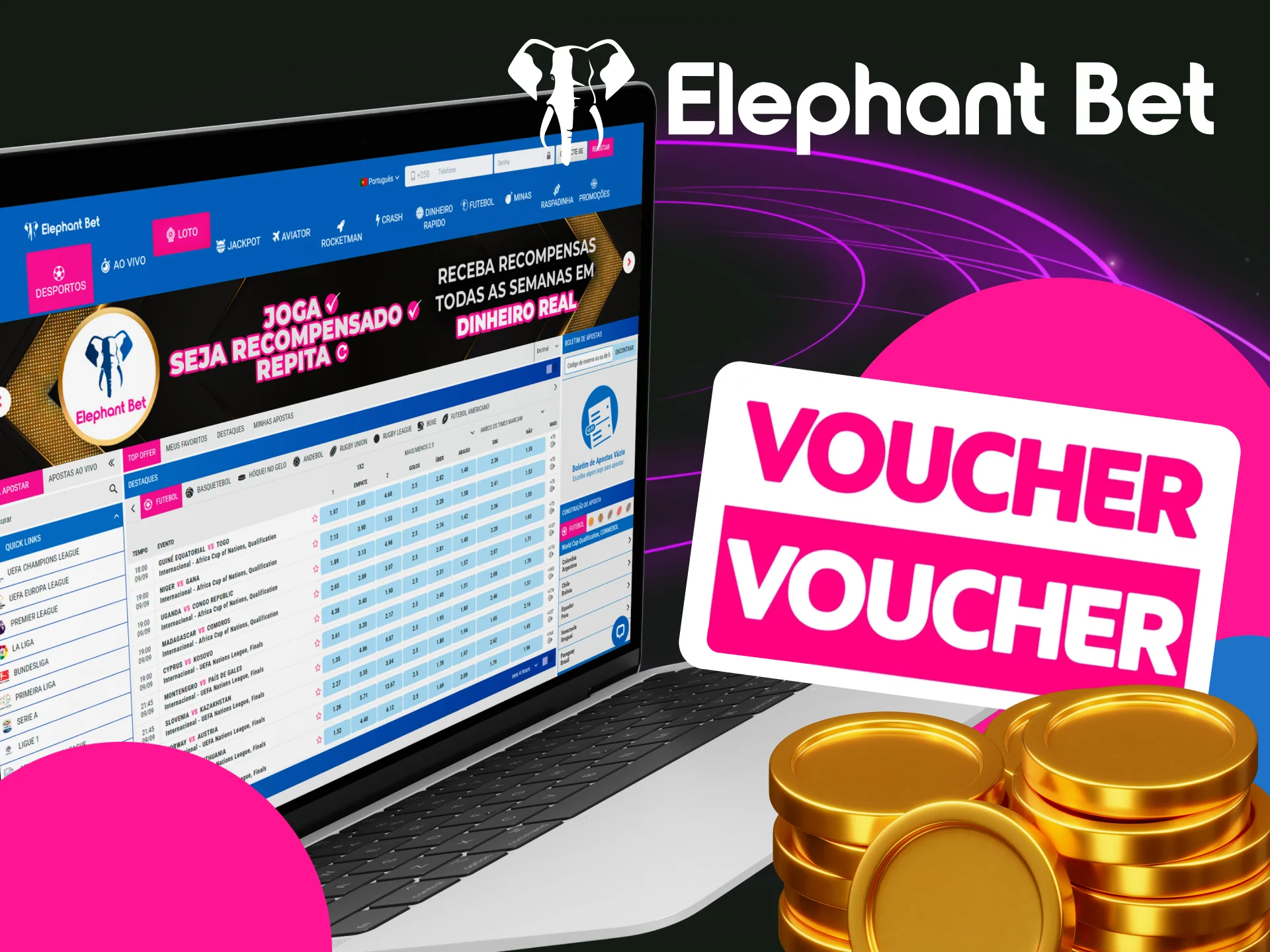 Descubra como depositar dinheiro no Elephant Bet usando um voucher.