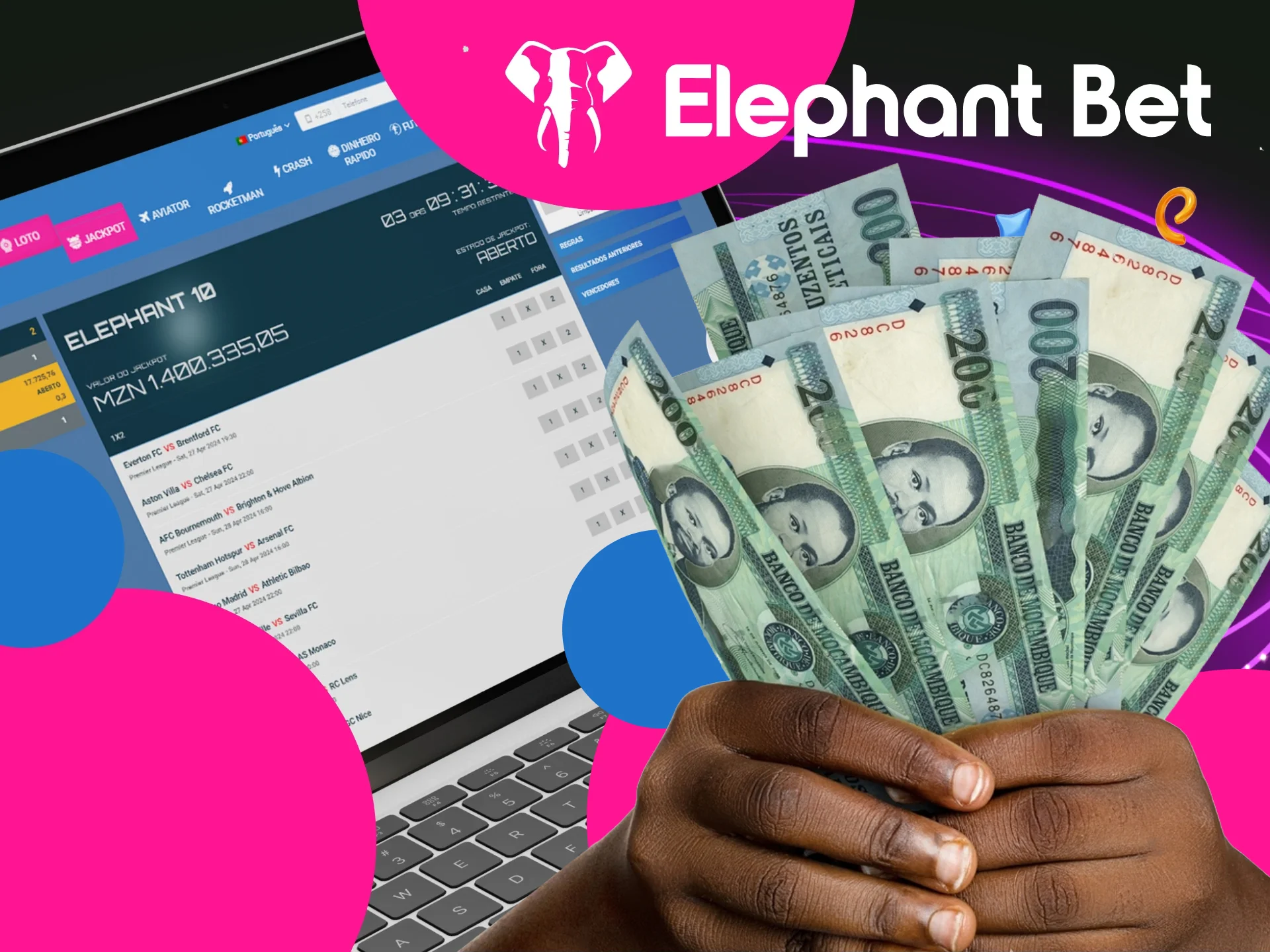 Ganhe o jackpot no Elephant Bet Casino.