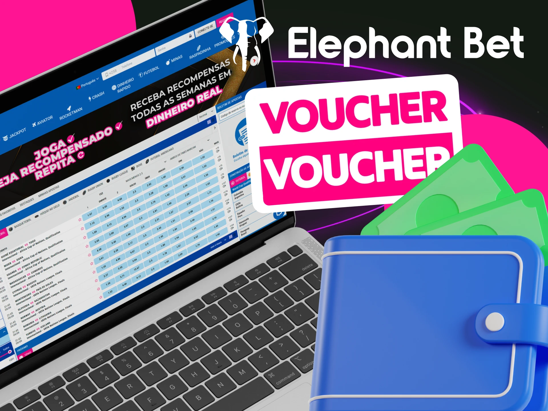 Descubra como sacar dinheiro do Elephant Bet usando um voucher.